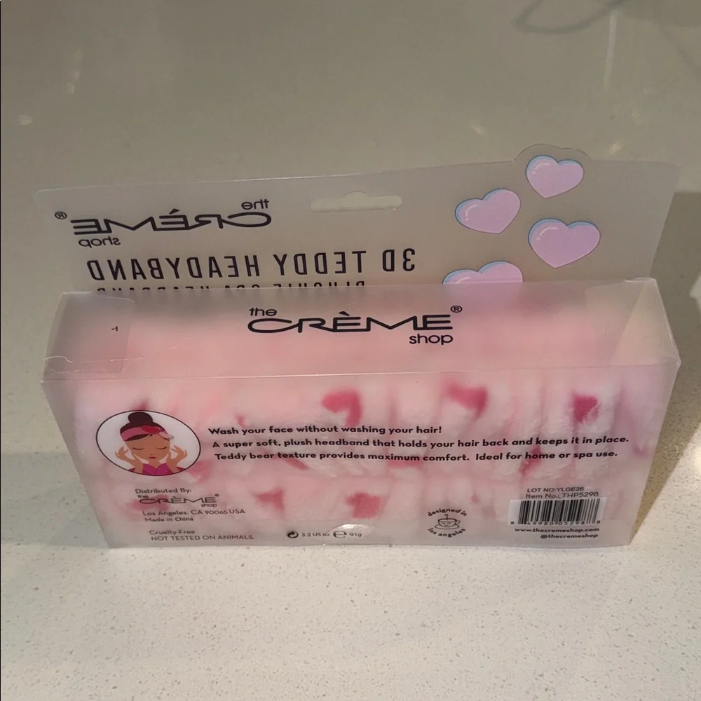 NWT The Crème Shop Pink and White 3D Teddy Headband